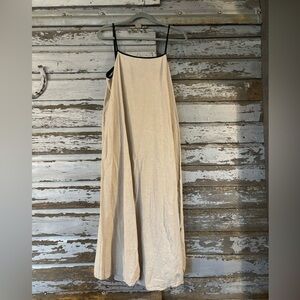 Chic Beige Maxi Dress with Black Straps